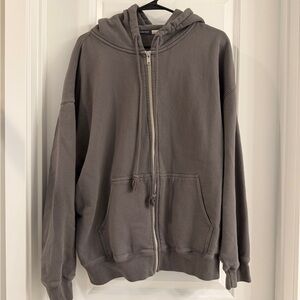 Brandy Melville Oversized Zip Hoodie in Gray